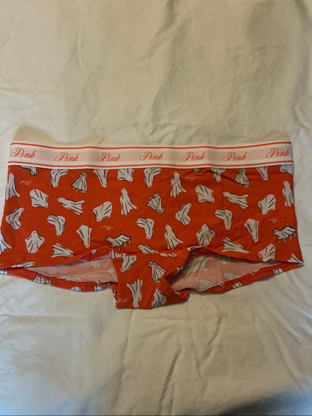 PINK Victoria's Secret Orange Ghost Print Hipster Panty
